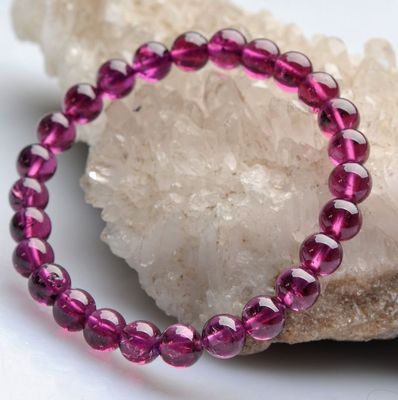 精品AAA純天然巴西紫牙烏石榴石圓珠手鏈