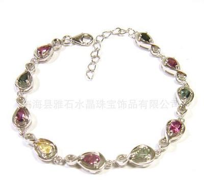 925銀鍍白金天然碧璽【心相依】手鏈 以珠寶之名，訴說相依之諾